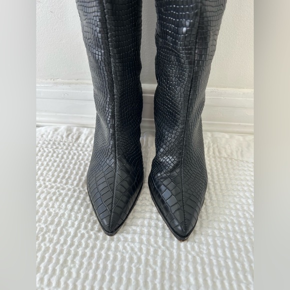 SCHUTZ - Maryana Crocodile Embossed Knee-High Block Boot Size 5 - Picture 9 of 13